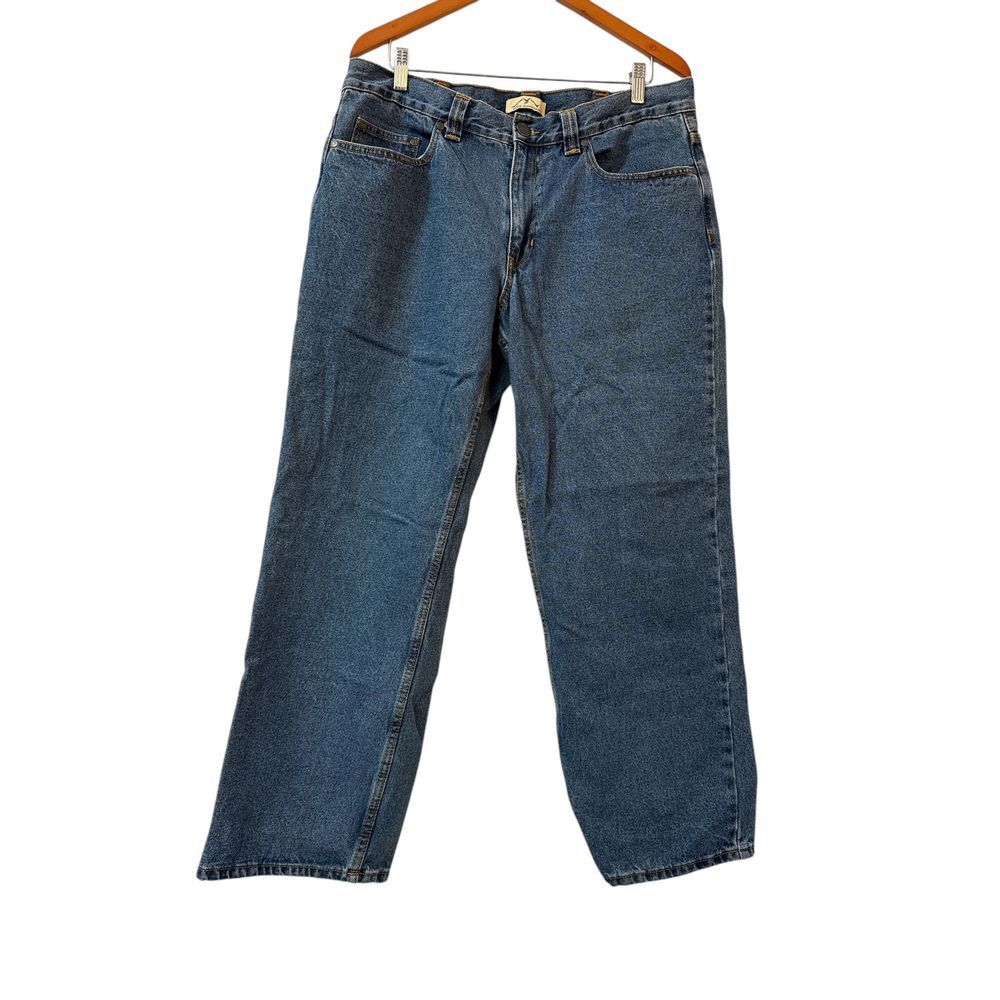 Blue Mountain Relaxed Fit Men's Denim Straight Leg Casual Cotton Blue 36x30